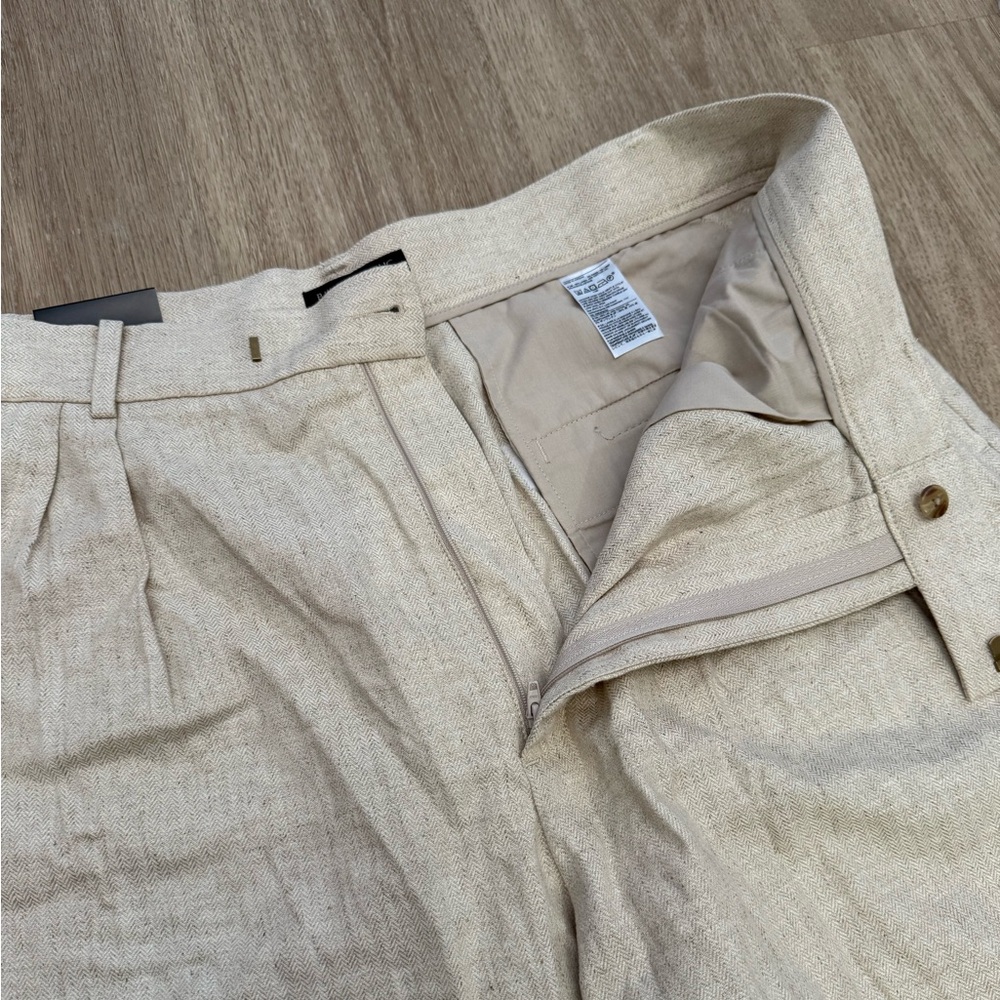 NWT Banana Republic Linen Cotton Blend High Waist Bermuda Shorts Size 18 Cream - Picture 9 of 10